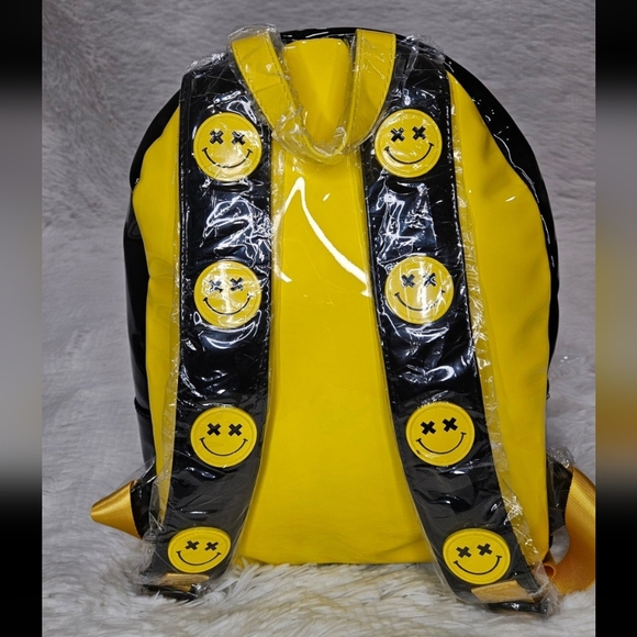 Smiley Face Black/Yellow Backpack - Picture 4 of 7